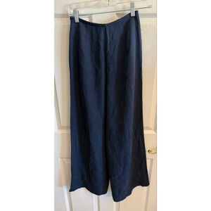 Wide leg side zip navy blue Cerruti 1881 pants cupro, size 34 (US 4)